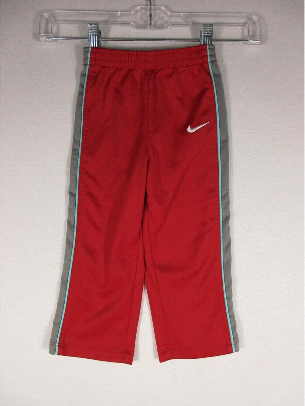 Nike Toddler Boys Bottoms Pants Side Striped Elastic Waist Size 24M Red/Gray
